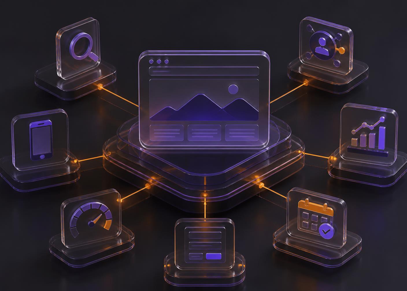 Composants d'un site performant représentés en 3D